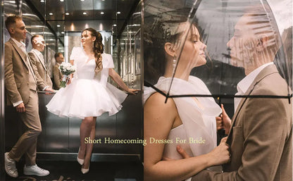 Short Wedding Dresses for Bride Organza Sweetheart 2026 Ball Gown for Women Puffy Homecoming Dresses Party Evening Dresses
