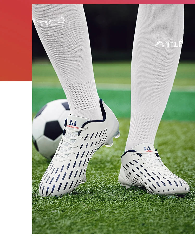 New Children Football Soccer Boots Soccer Shoes Kids Boy Girl Sneakers New Leather High Top Soccer Cleats Training Men