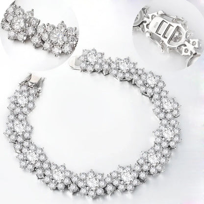 Full Moissanite Jewelry Set 925 Sterling Silver Sunflower Necklace Bracelet Earring Sets For Women Fine Jewelry GRA Tested