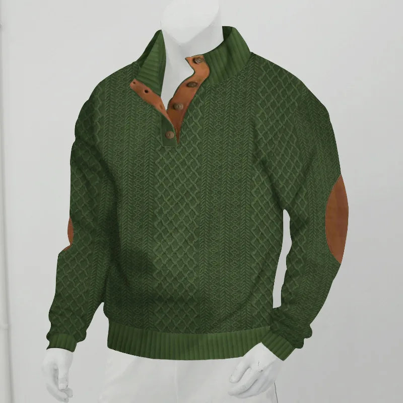 2024 cross-border hot-selling autumn and winter men's casual stand-up collar long-sleeved jacquard knitted pullover sweater