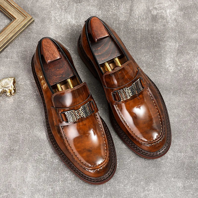 Leather Men Formal Shoes Luxury Brand 2025 Men's Loafers Dress Moccasins Breathable Slip on Brown Driving Shoes Plus Size 37-45