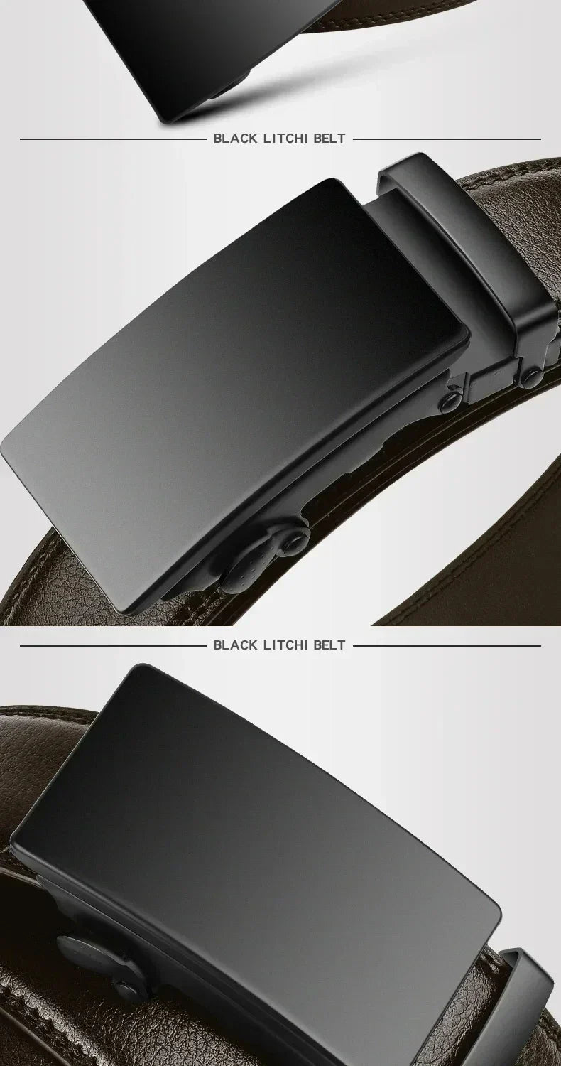 Fashion Automatic Buckle Belt for Men Famous Brand Business Belt Men PU Leather Waist Straps Black Male Jeans Belts for Men