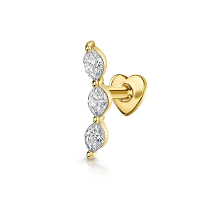 1PC 925 Sterling Silver Crown Horse Eye Zircon Heart Flat Head Cartilage Piercing Stud Earring For Women Claasic Earring