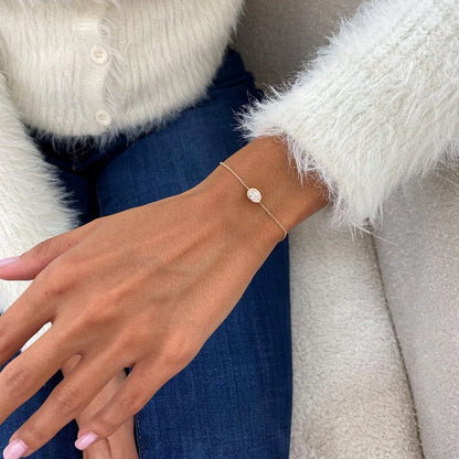 1/2carat Bezel Set Oval Cut Moissanite Bracelet for Women S925 Silver Plated 18k Gold Solitaire Diamond Wrist Chain Fine Jewelry
