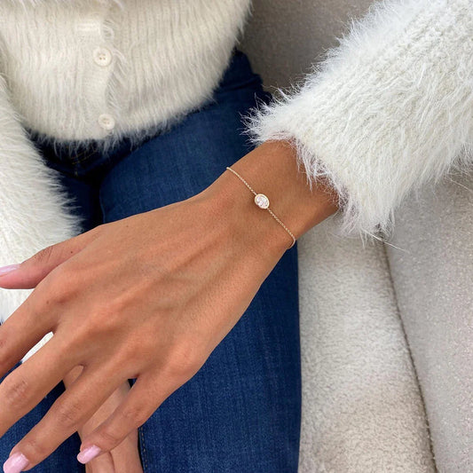 1/2carat Bezel Set Oval Cut Moissanite Bracelet for Women S925 Silver Plated 18k Gold Solitaire Diamond Wrist Chain Fine Jewelry