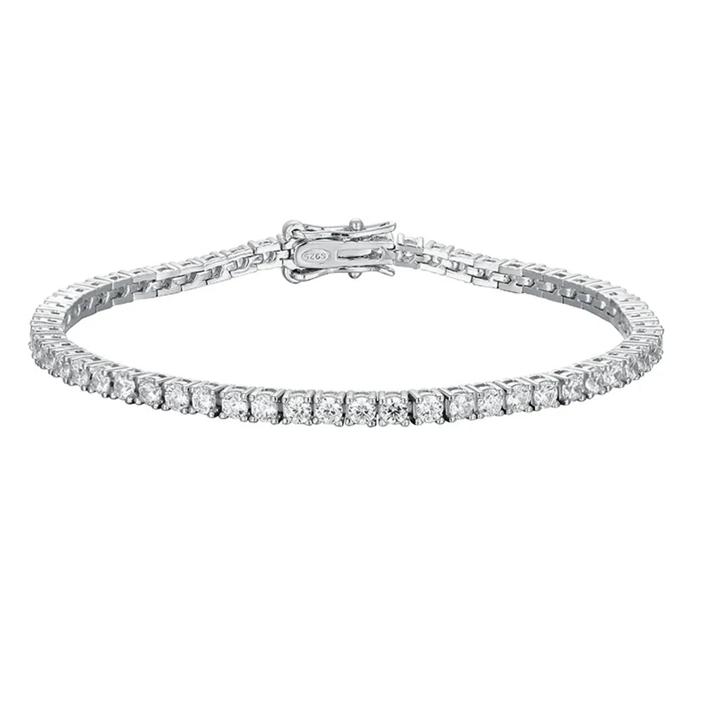 each 0.06ct 2.5mm Full Moissanite Diamond Tennis bracelet For Women S925 Silver Chain Party Sparkling Fine Jewelry Gift