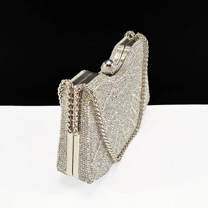 Heel Shoe for Women Hollowed Out Embroidery Rhinestone Italian Design Coffee Color Pointed-Toe Shoes and Bags Set