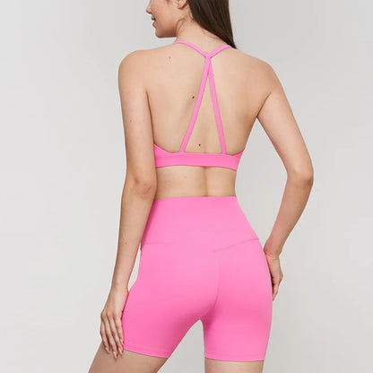 2024 New Yoga Shorts Sets Shockproof Vest High Waist Shorts Breathable Women's Tight Fitting Sports Yoga Sexy Crop Top Gym Set