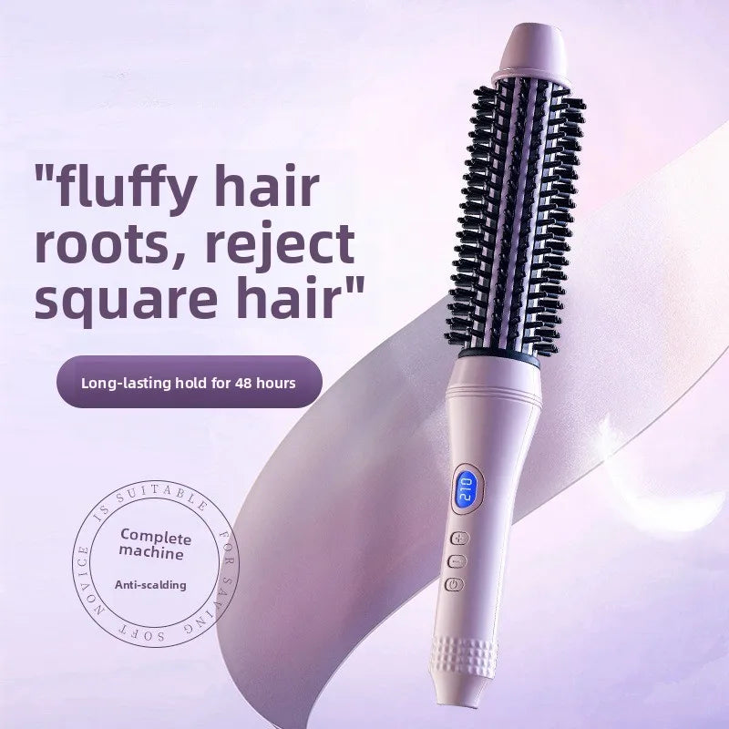 1.5 Inch 2-in-1 Thermal Brush Professional Negative Ion Curling Iron Brush Heated Round Brush for Blowout Volumizing, Portabl