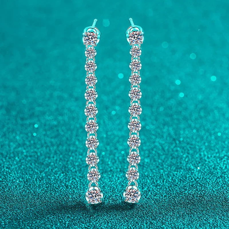 18k Plated 1.18cttw Moissanite Drop Earrings for Women Sparkling Full Diamond Long Tassels Jewelry S925 Sterling Silver