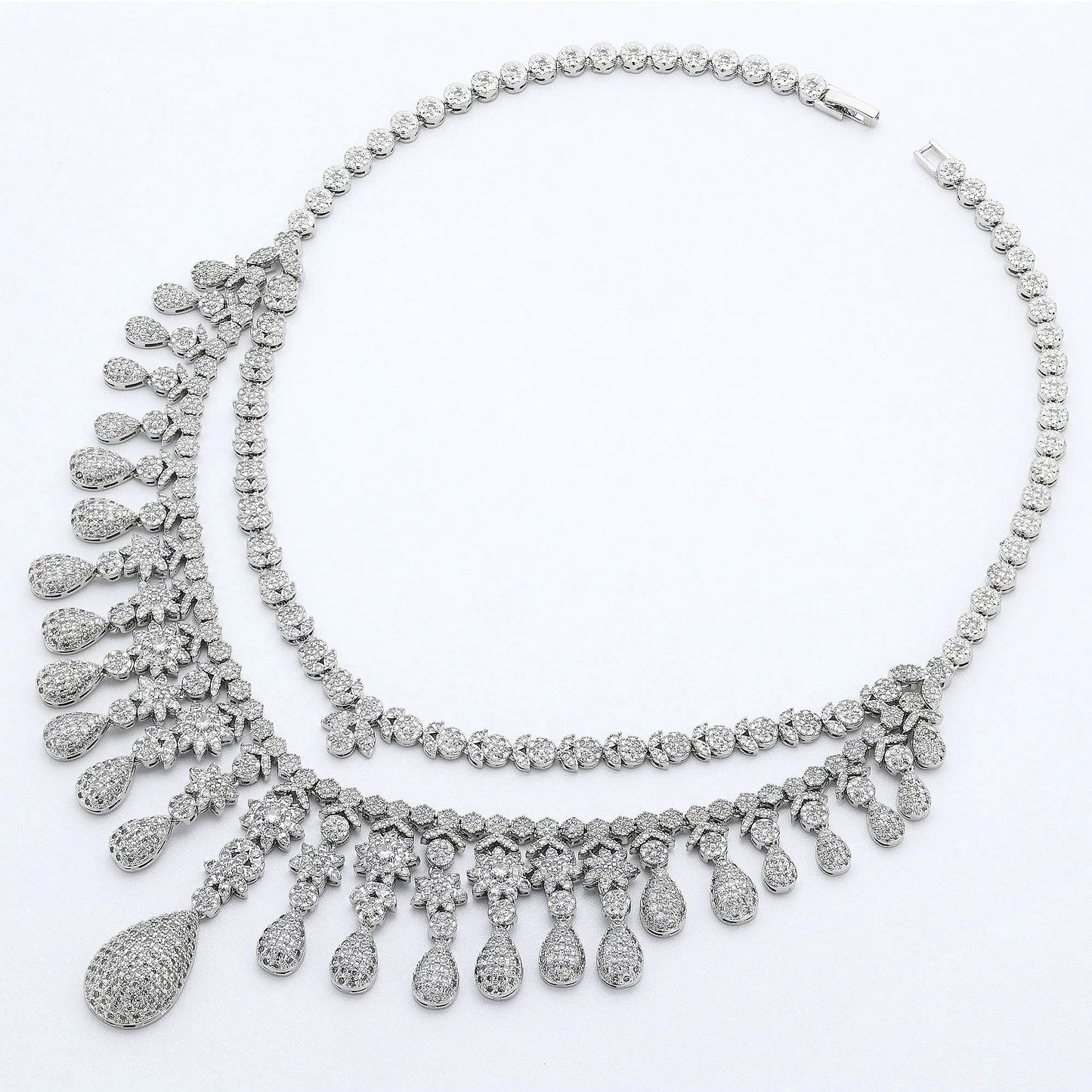 2024 New 4-piece Cubic Zirconia Women's Jewelry Necklace Earrings Bracelet Rings Bridal Wedding Jewelry Set