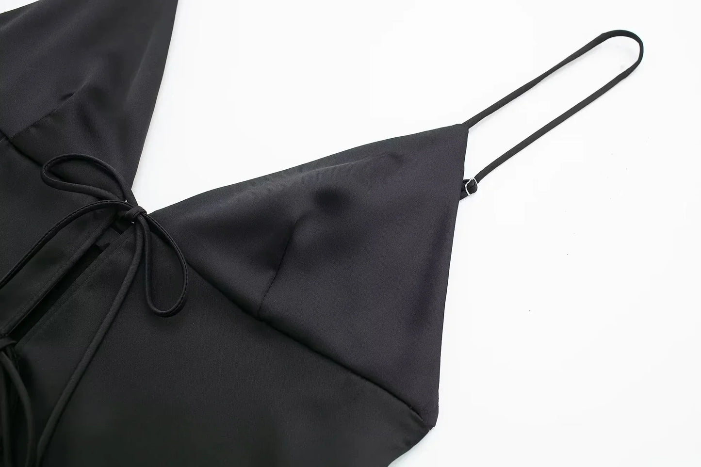 Women Front Bow Tie Top Elegant V Neck Solid Camis Sleeveless Backless Sexy Lady Straps Tanks Y2k Female Slim Crop Tops