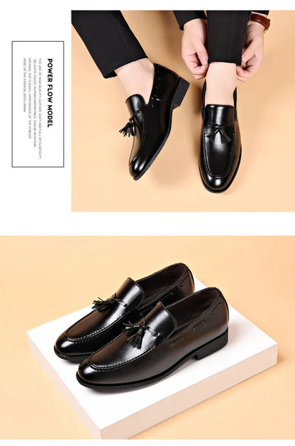 Summer New Large Size Men's Leather Shoes Business Formal Casual Wedding Knot Shoes round Toe Flat Heel Rubber Outsole