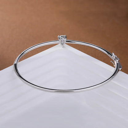 1CT Solitaire Waterdrop Moissanite Bangles for Women 925 Sterling Silver Pear Cut Diamond Bracelet with Certificate Fine Jewelry