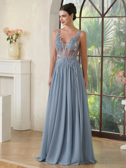 Real Photos Delicate Multi Color Prom Dress V Neck Beaded Appliques Illusion Spaghetti Strap Evening Gowns Lightning Delivery