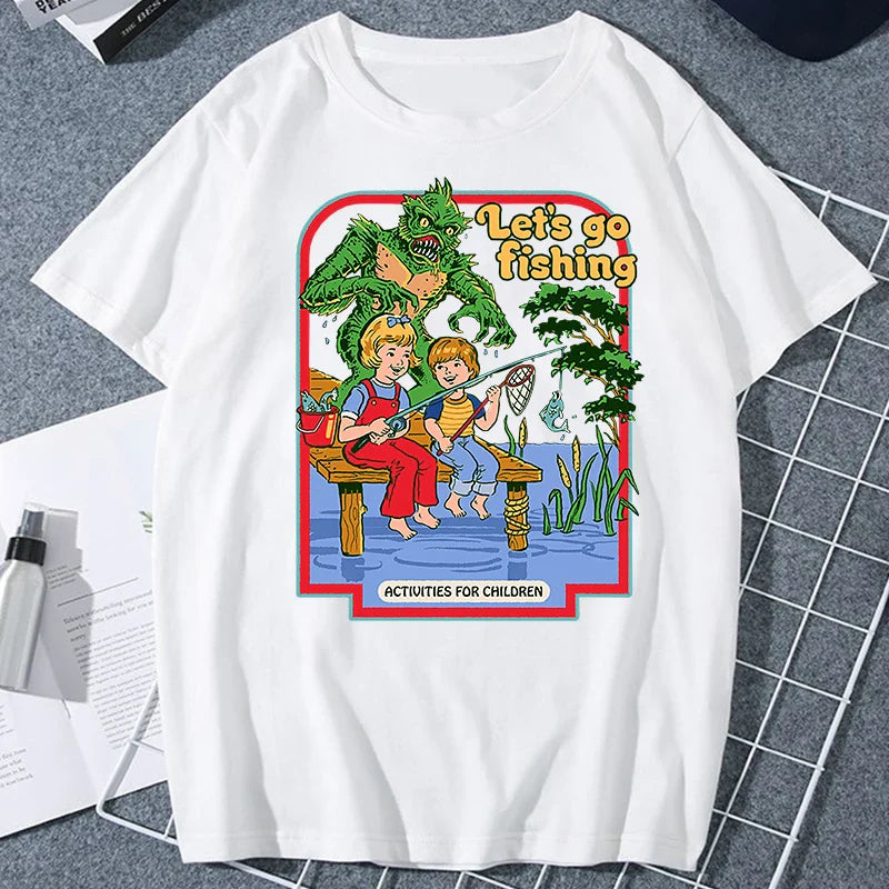 Let's Sacrifice Toby Horror Satanist Graphic Tops Unique Creative Cartoon Streetwear Unisex Scary Short-sleev Tee Ropa Hombre