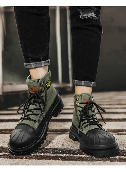 Men's Shoes  Autumn and Winter Breathable High-top Boots Heightened Thick-soled All Match Canvas Casual Shoes Mens Boots