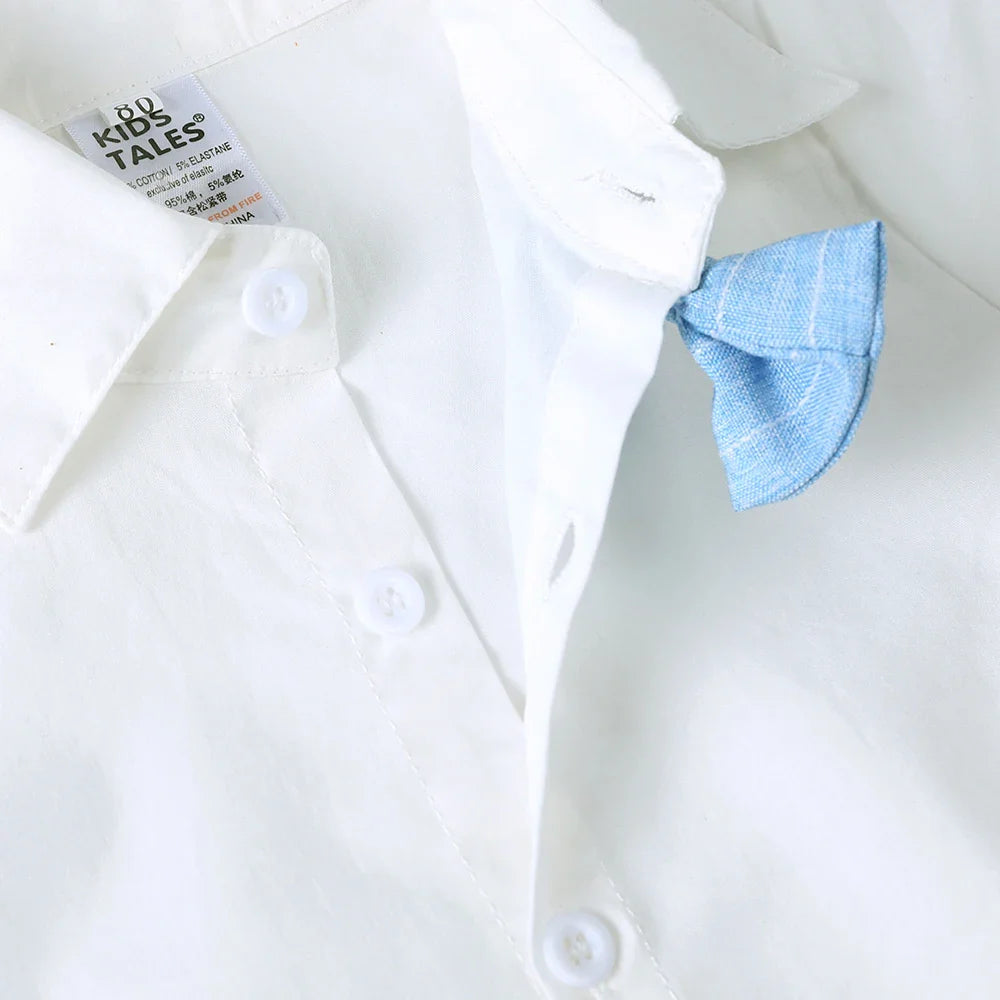 1-7T Kids Gentleman Sets Baby Boy Formal Anniversary Dress Toddler Party Suit White Shirt with Bow Tie+Vest+Trousers Clothing