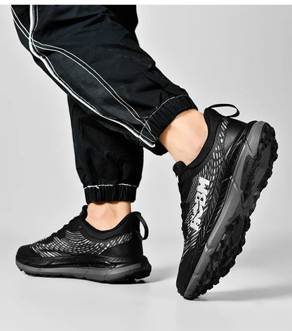 Men's Marathon Shoes Running Shoes Breathable High elasticity Cushioning Male Lightweight Sports Shoes Fitness Training