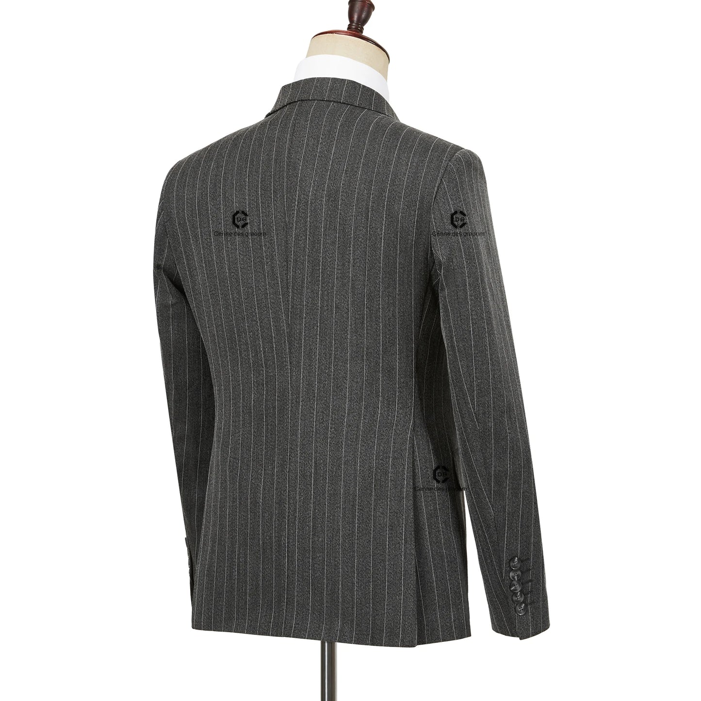 2024 New Double-Breasted Stripe Suits for Men Slim Fit 2 Piece Set Blazer Pants Office Smart Casual Wedding