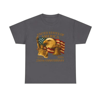 Americas 250th Anniversary 1776 2026 Patriotic Eagle Flag Liberty Bell Graphic T Shirt Vintage USA Heritage Celebration Unisex