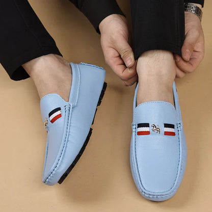 White Loafers Mens Black Leather Loafers for Man Casual Slip on Moccasins Men Comfy Moccasin Driving Shoes for Men