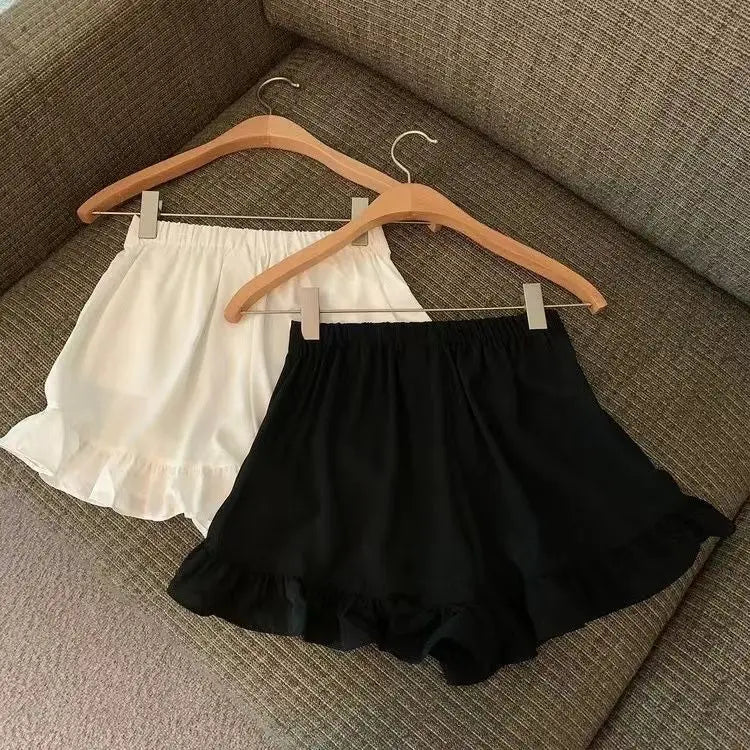 Shorts Women A-line Loose Ruched Ruffles Elastic High Waist Solid Body Building Summer Loose Ins Chic All-match Plus Size 5XL