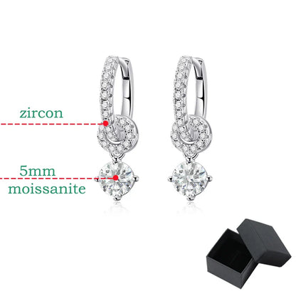 1ct White Gold Plated Moissanite Drop Earring for Women Sparkling Wedding Jewelry 100% 925 Solid Silver Earring Wholesale