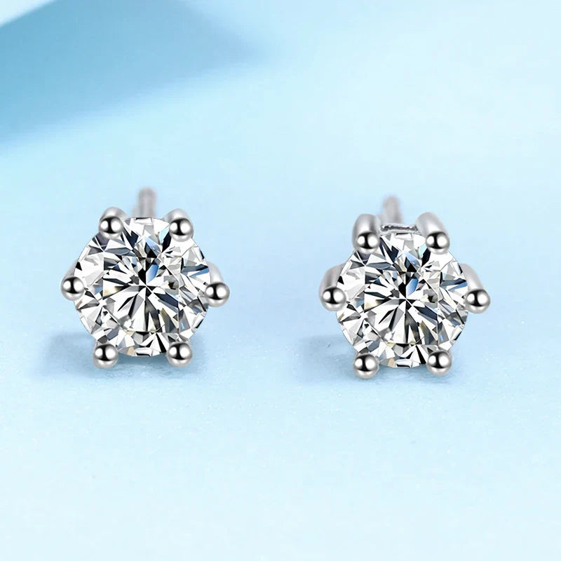 0.1ct-3ct D Color Moissanite Stud Earrings Lab Diamond 925 Sterling Silver with Gold Plated Earring Wedding Party Jewelry