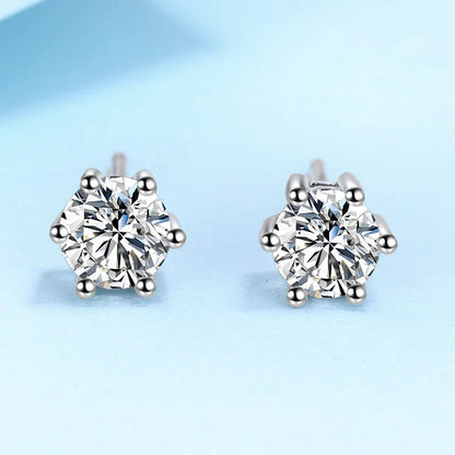 0.1ct-3ct D Color Moissanite Stud Earrings Lab Diamond 925 Sterling Silver with Gold Plated Earring Wedding Party Jewelry