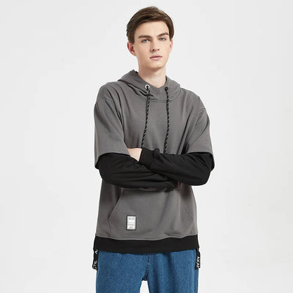 New Patchwork Hooded Sweatshirt Hip Hop Men Pullover Hoodies Streetwear Casual Fashion Clothes Colorblock Hoodie