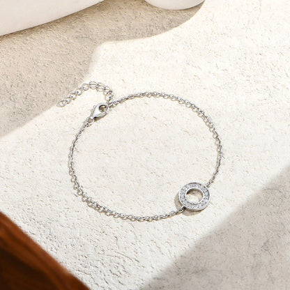 Hollow Circle Moissanite Bracelet for Women 925 Sterling Silver Charm Chain Adjustable Engagement Party Luxury Jewelry