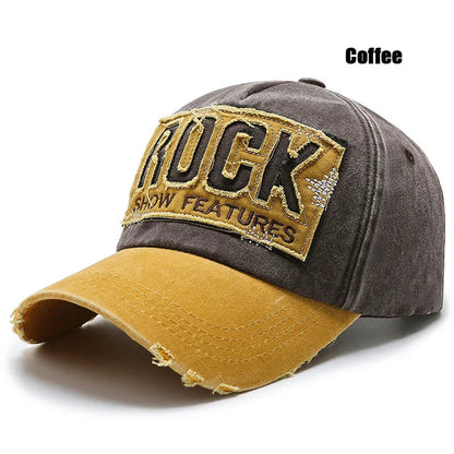 Letters Embroidered Patch Ripped Brushed Washed Distressed Design Style Unisex Cotton Adjustable Baseball Cap