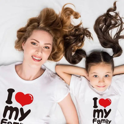 I Love My Family Parent-child Clothing Mother and Son Girls and Boys Summer New Trendy Family of Three Four Fashion T-shirt