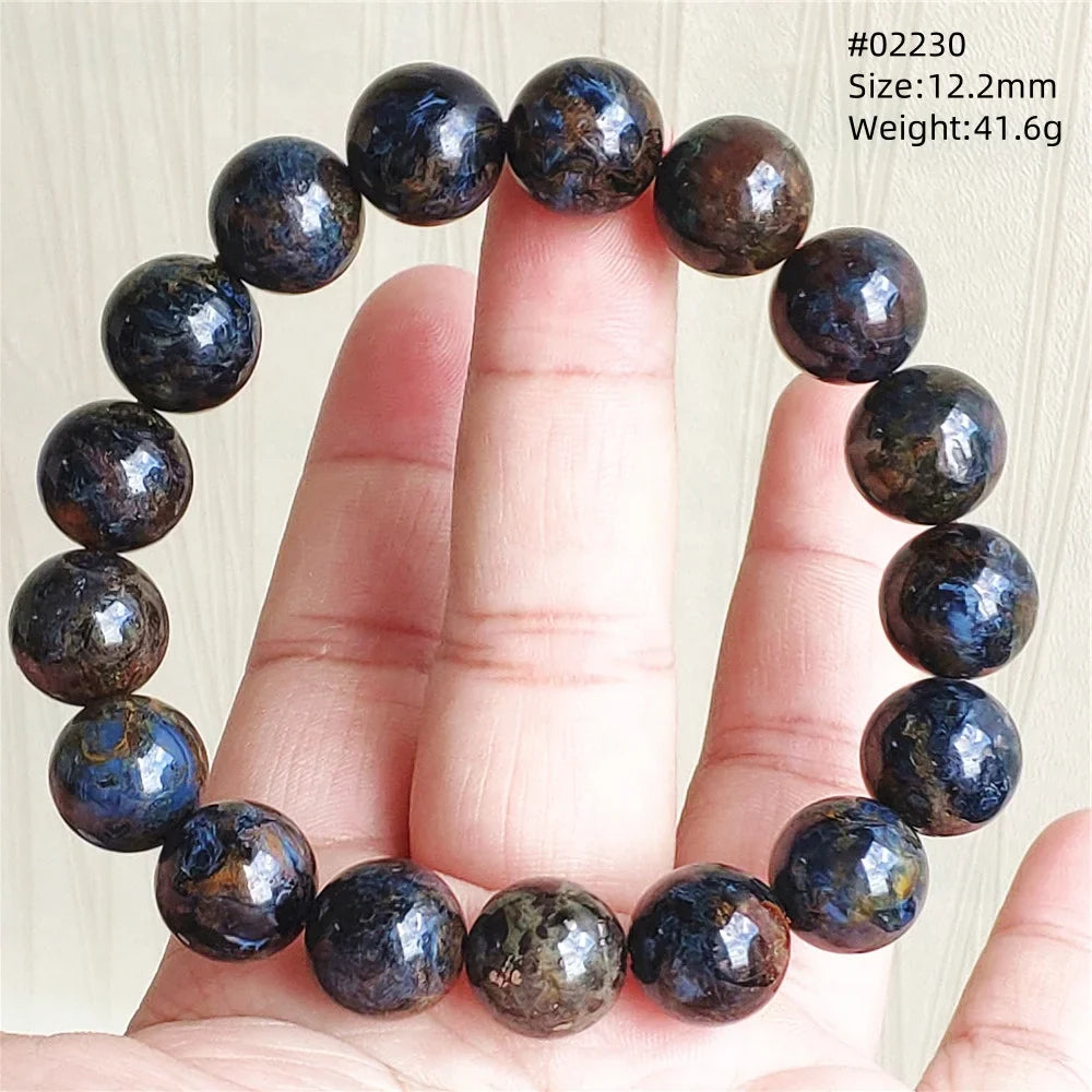 Natural Blue Pietersite Bracelet Women Men Beads Round Beads Chatoyant Cat Eye Fire Pietersite Namibia AAAAAA