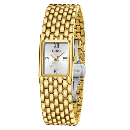 2025 New Gold Women's Watch Luxury Quartz Watch Stainless Steel Bracelet Retro Fashion 30M Waterproof Watch for Women reloj