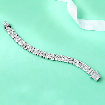 Full Moissanite Bracelet for Men Woman Lab Diamond with GRA Certified Unique Honeycomb Design S925 Sterling Silver Party Jewelry