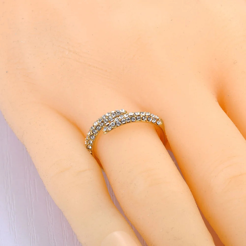 Luxury Shiny Cubic Zirconia Exquisite Stainless Steel Open Ring Adjustable Trendy Waterproof Jewelry anillos mujer R24003