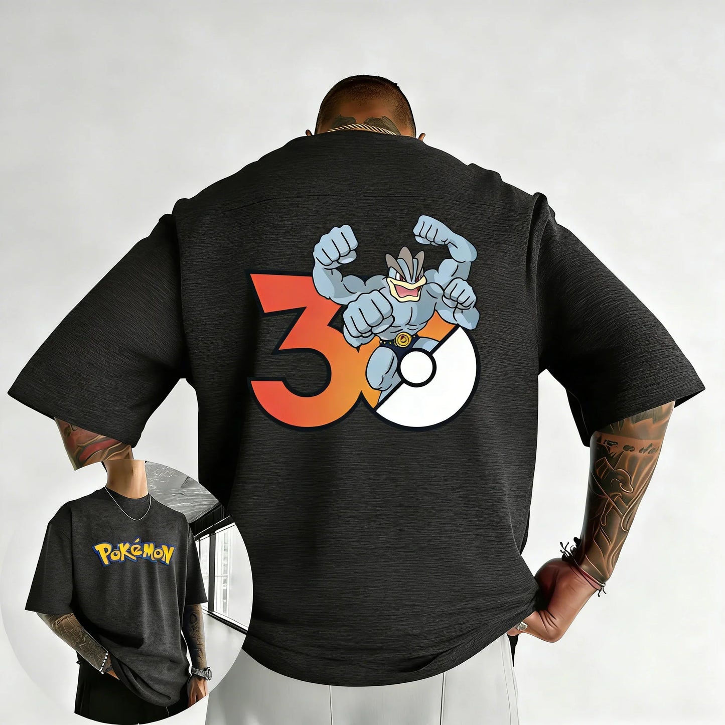 30th Anniversary Machamp Printed T-shirt Summer New Men's and Women's Loose Casual Hip Hop Trendy Short Sleeve Top