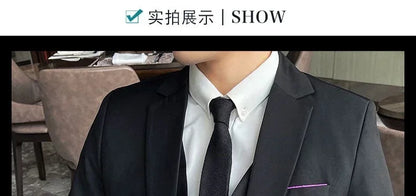 Suit (Blazer+ Vest + Pants) Men's Fashion Casual Outdoor Gentleman Business Wedding Formal Dress British Style Wedding Suit