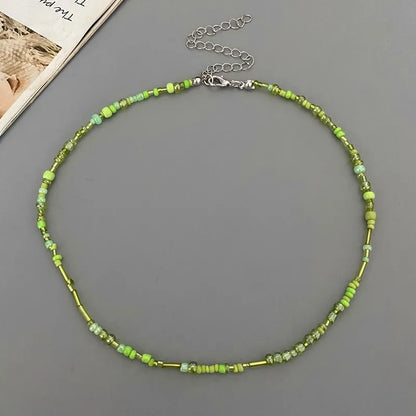 1 pc Irregualr Glasses Beads Choker Necklace for Women Fashion Trendy Popular Short Neck Jewelry Colorful Necklace  Wholesale