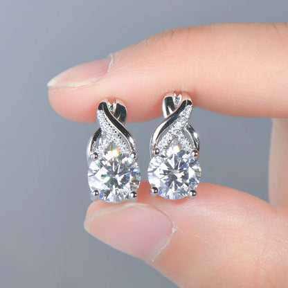 6.0CTW 8MM VVS1 Moissanite Jewelry Set 925 Silver Infinity Pendant Necklace Drop Hoop Earrings Sets for Women Gifts