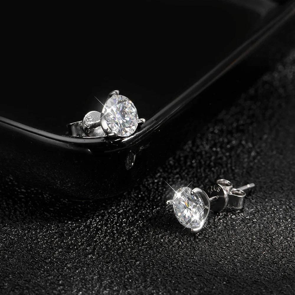D VVS1 Round Moissanite Earring 3 Prongs Setting Classic Trendy Women Man Fine Jewelry GRA Certified 925 Sliver Earring