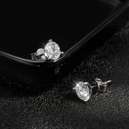 D VVS1 Round Moissanite Earring 3 Prongs Setting Classic Trendy Women Man Fine Jewelry GRA Certified 925 Sliver Earring