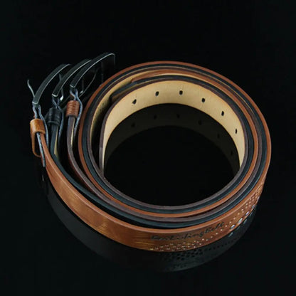 Genuine Leather Men's Belt Luxury High Quality Classic Buckle Business Cowboy Vintage Waistband Alloy Belts