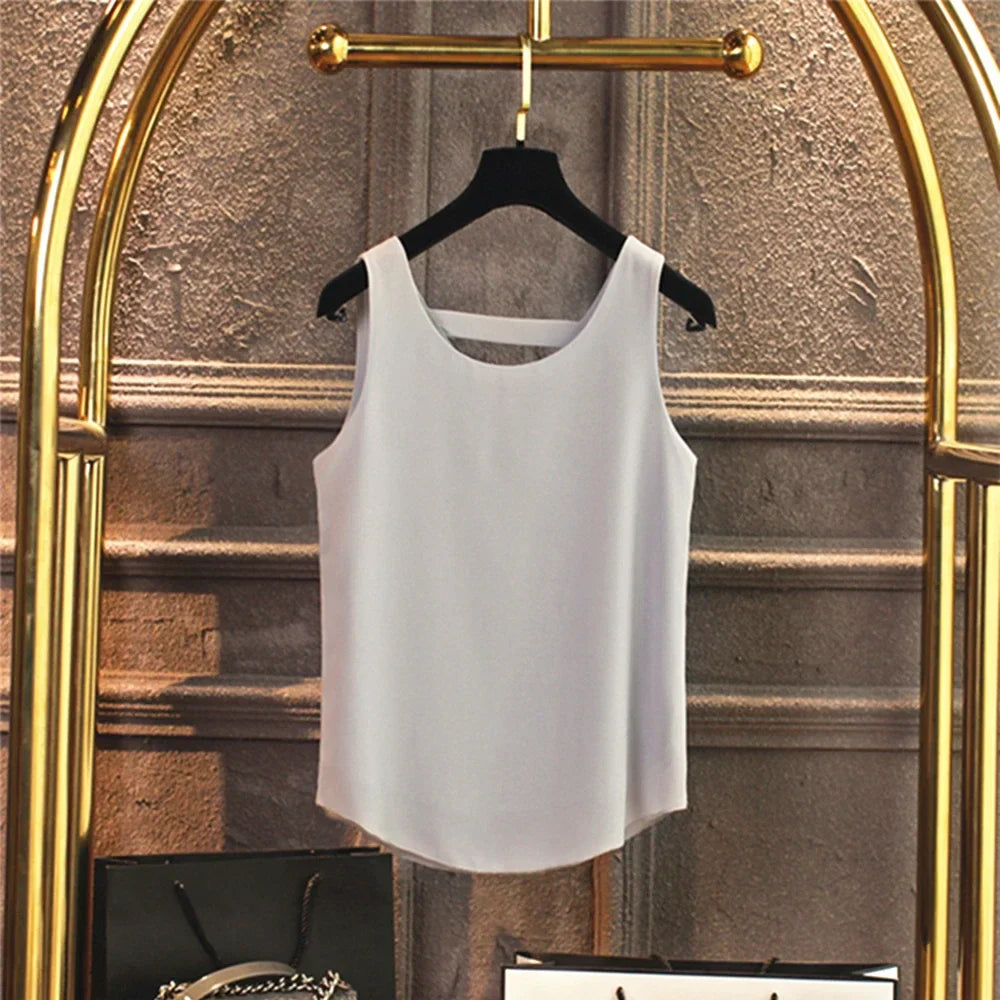 New Arrival Casual Shirt Chiffon Vest Female Summer New Sleeveless Halter T-shirt V-neck Blouse Loose Inside Cover Bellies