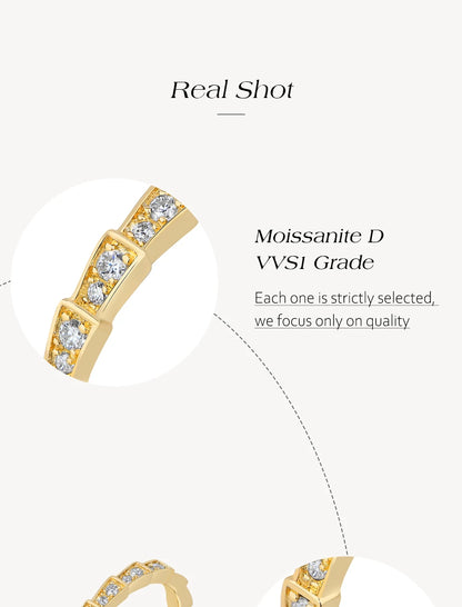 S925 Silver Snake Ring Pave Moissanite Wedding Eternity Band Stackable Luxury Fine Jewelry forWomen Pass Diamond Tester