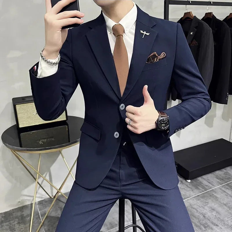 Terno Masculino Casual de Escritório Noivo Casamento Blazer Calça Social