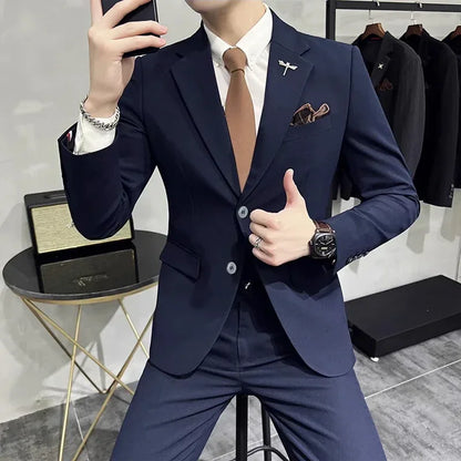 Terno Masculino Casual de Escritório Noivo Casamento Blazer Calça Social