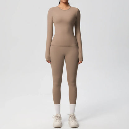 2 PCS Sportswear Yoga Set Gym Clothes Yoga Suits For Women Fitness Set Tracksuits Sports Long Sleeve Crop Top Gym Leggings